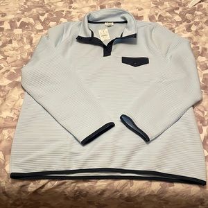 Brand new J Crew sweater in pale blue with navy accent detail